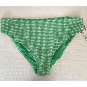 Time and Tru Swimsuit Bottom Women Size 2X Green White Check Mid Rise Cheeky New